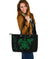 Personalized - Hawaii Kakau Polynesian Ohana Turtle Map Large Leather Tote - Green - Polynesian Pride