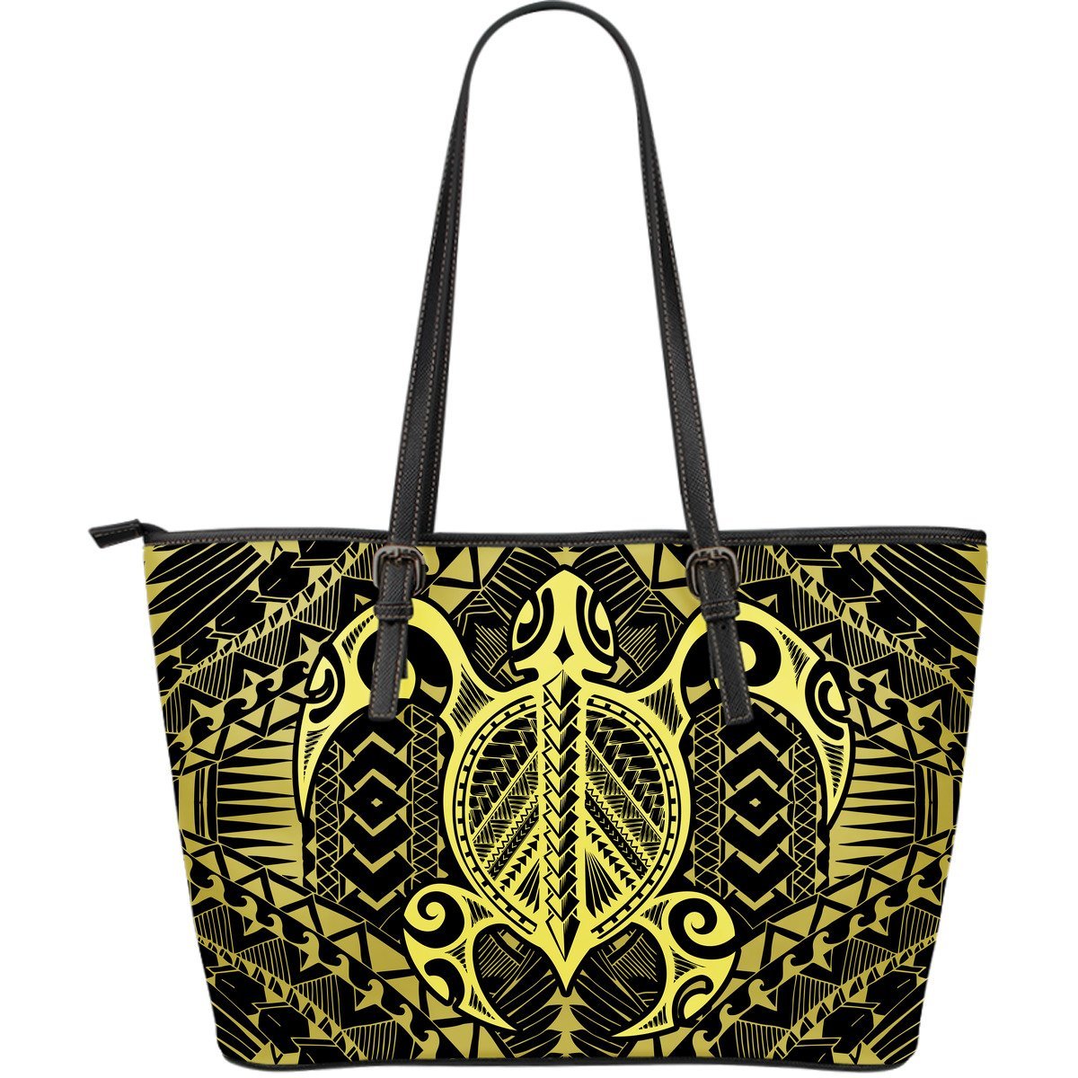 Polynesian Turtle Leather Tote Bag (Gold) A6 Gold - Polynesian Pride