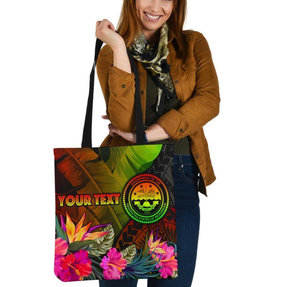 Federated States of Micronesia Polynesian Personalised Tote Bag - Hibiscus and Banana Leaves Tote Bag One Size Reggae - Polynesian Pride