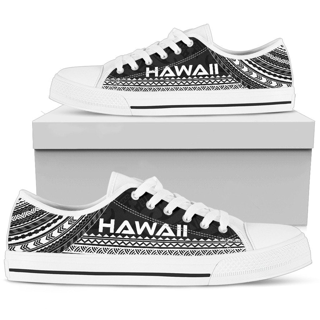 Hawaii Low Top Shoes - Polynesian Black Chief Version White - Polynesian Pride