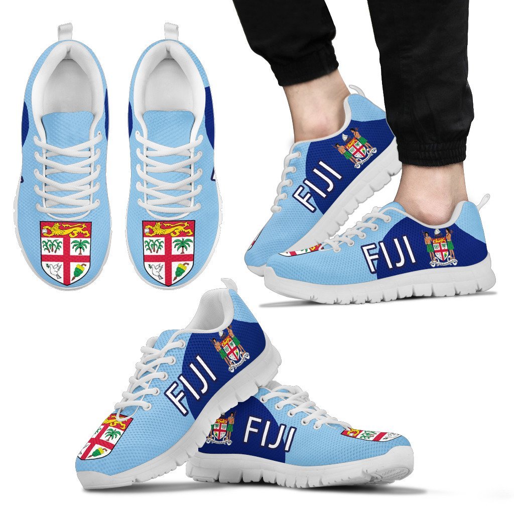Fiji Running Sneakers - Fiji Flag Coat Of Arms - 01 Th5 Kid's Sneakers - White Sole - Polynesian Pride