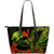 Hawaii Large Leather Tote Bag - Polynesian Humpback Whale BLACK - Polynesian Pride