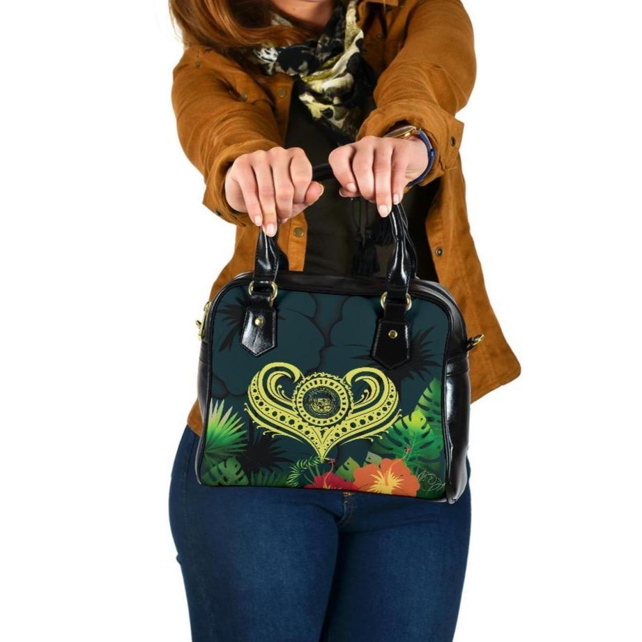 Polynesian Hawaii Shoulder Handbag - Heart with One Size Green - Polynesian Pride