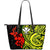 Hawaii Large Leather Tote - Polynesian Patterns With Hibiscus Flowers Yellow - Polynesian Pride