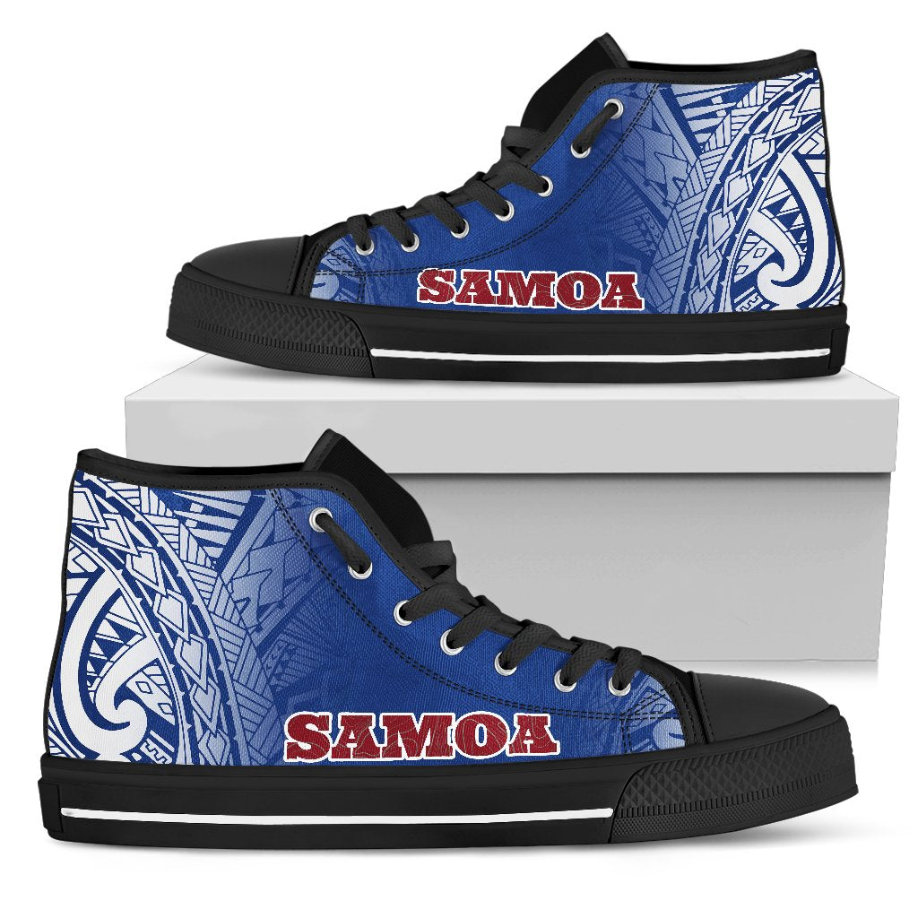 Samoa High Top Shoes - Polynesian Fog Blue Kid's High Top Shoe - Black Sole - Polynesian Pride