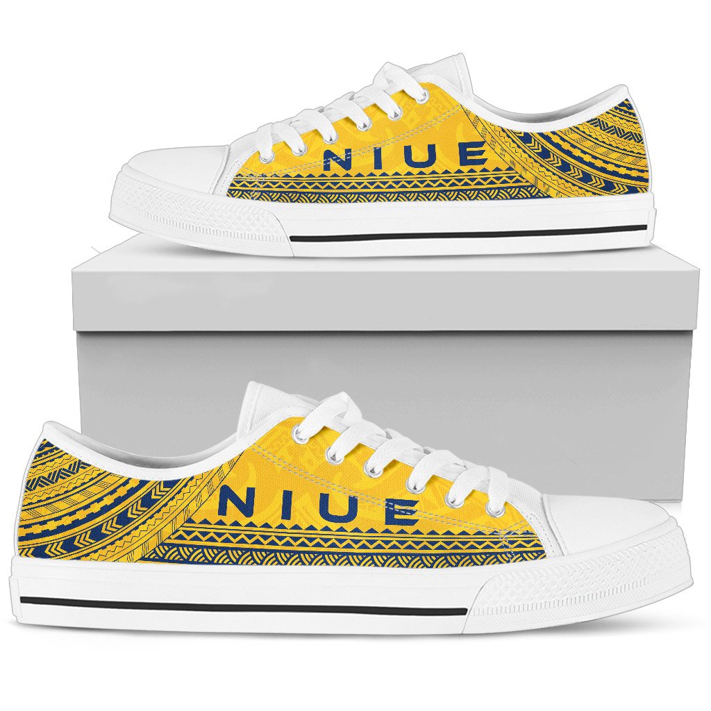 Niue Low Top Shoes - Polynesian Flag Chief Version White - Polynesian Pride