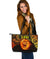 Sun In Leo Zodiac Large Leather Tote Polynesian Tattoo Unique Vibes Art - Polynesian Pride