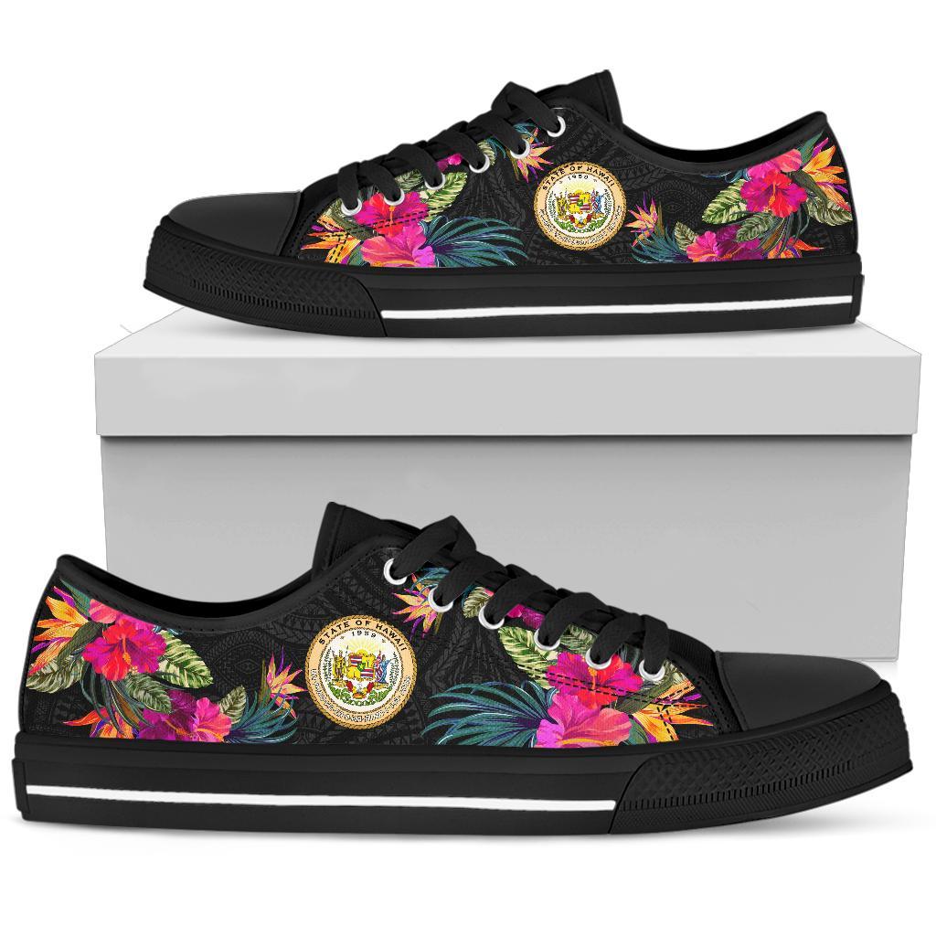 Hawaii Low Top Shoe - Hibiscus Polynesian Pattern White - Polynesian Pride