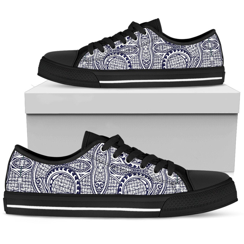 Polynesian Low Top Shoe Blue And White White - Polynesian Pride