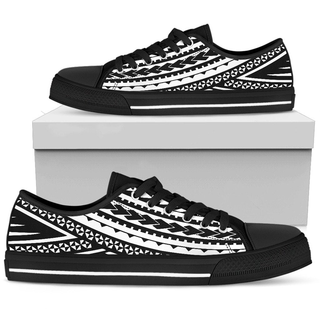 Polynesian Low Top Shoes - Black White Version White - Polynesian Pride
