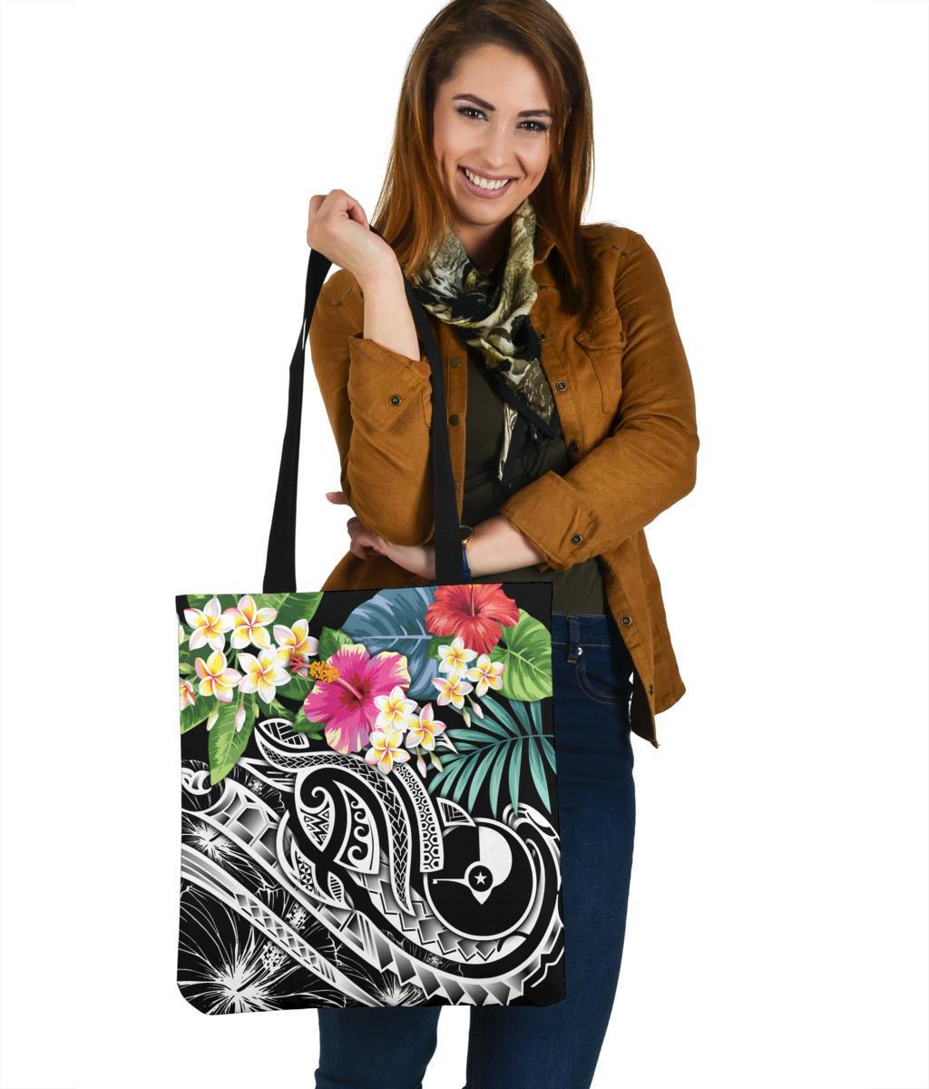 YAP Polynesian Tote Bag - Summer Plumeria (Black) Tote Bag One Size Black - Polynesian Pride