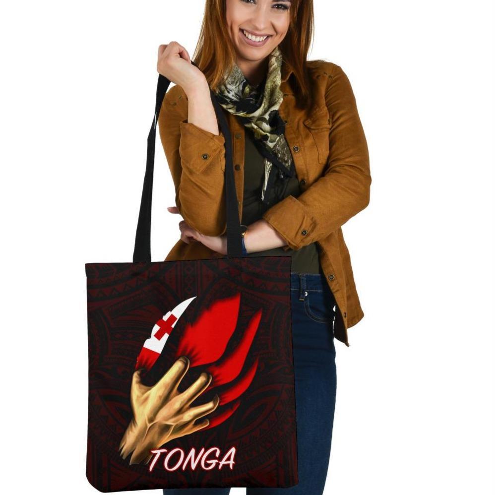 Tonga Tote Bags - Tonga In Me (Red) Tote Bag One Size Red - Polynesian Pride