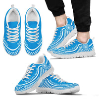 American Samoa Wave Sneakers White Blue Color Men's Sneakers - White - American Samoa White - Polynesian Pride