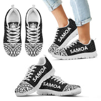 Samoa Sneakers - Samoa Coat Of Arms Polynesian Tattoo Black Style Kid's Sneakers - White Sole - Polynesian Pride
