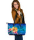 Hawaii Leather Tote Bag Hibiscus Plumeria Polynesian Blue AH Blue - Polynesian Pride