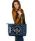 Kosrae Leather Tote Bag - Kosrae Flag In Polynesian Tattoo Style (Blue) Blue - Polynesian Pride