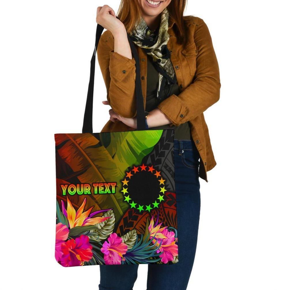 Cook Islands Polynesian Personalised Tote Bags - Hibiscus and Banana Leaves Tote Bag One Size Reggae - Polynesian Pride