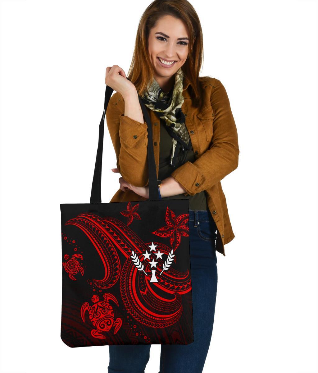 Kosrae Tote Bags - Red Turtle Tote Bag One Size Red - Polynesian Pride