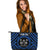 Fiji Personalised Leather Tote Bag - Fiji Seal With Polynesian Tattoo Style ( Blue) Blue - Polynesian Pride