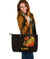 Sun In Leo Zodiac Large Leather Tote Polynesian Tattoo Simple - Orange Black Orange - Polynesian Pride