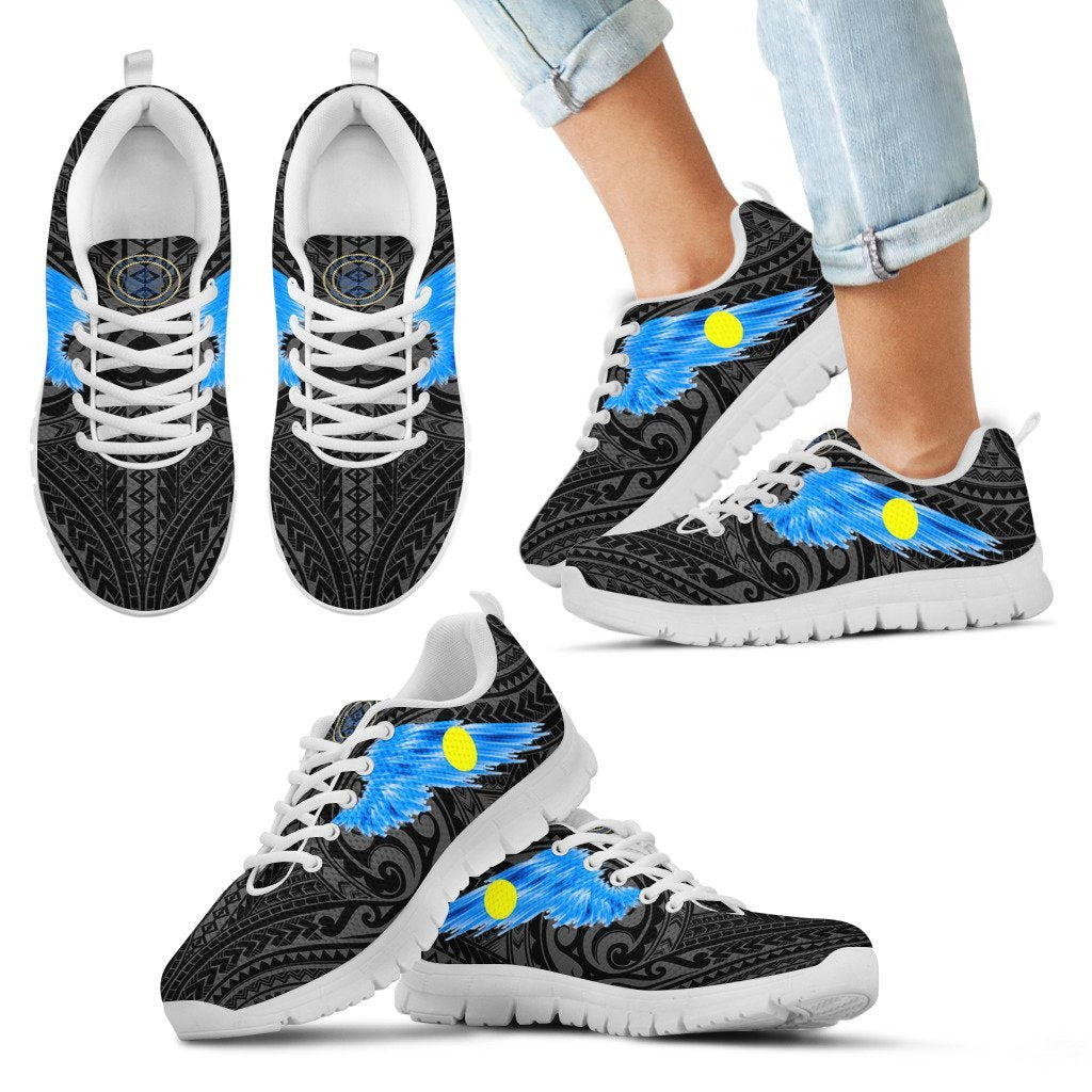 Palau Sneakers - Palau Seal & Flag Wing - A8 Kid's Sneakers - White Sole - Polynesian Pride