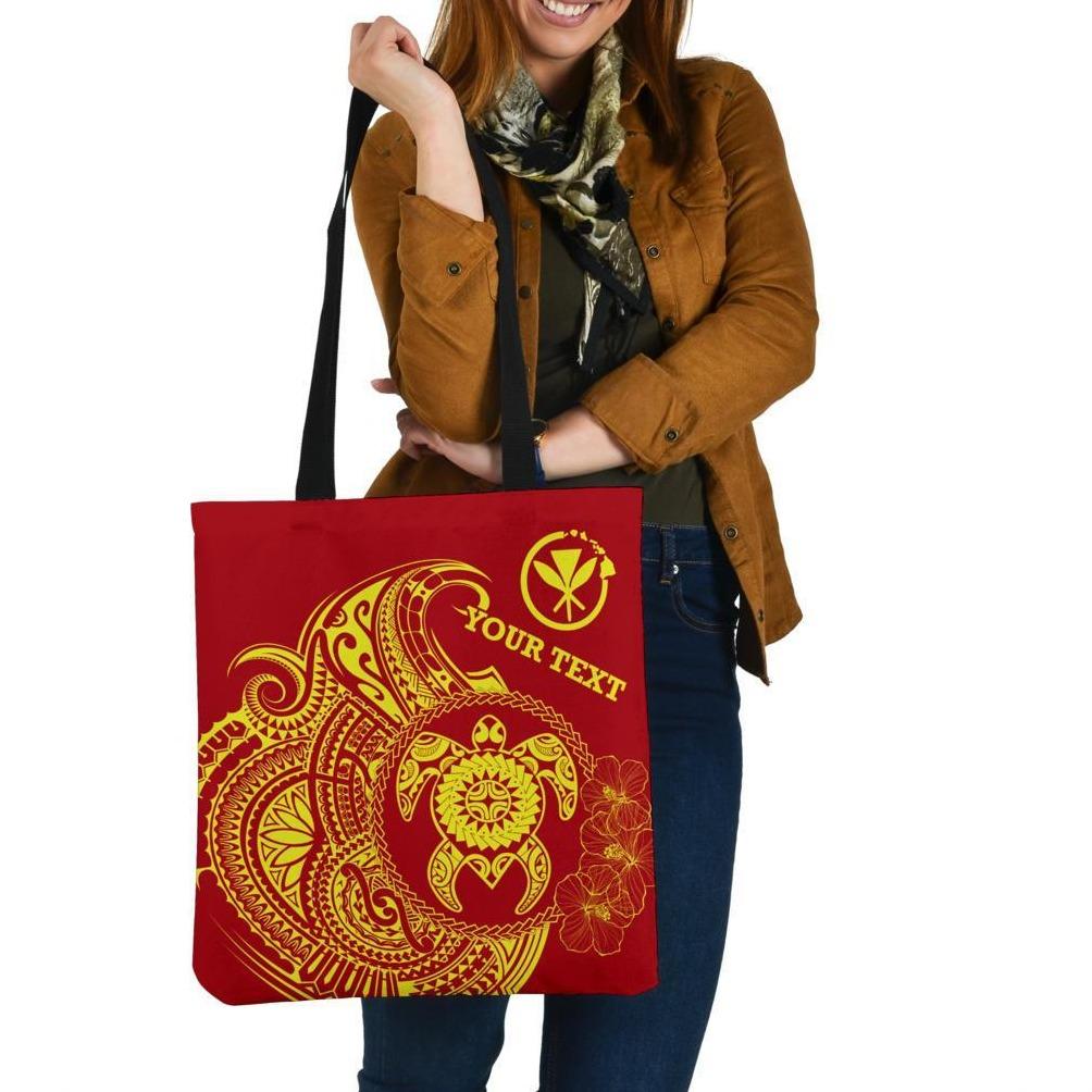 Hawaii Polynesian Personalised Tote Bags - Vintage Polynesian Turtle (Red) Tote Bag One Size Red - Polynesian Pride