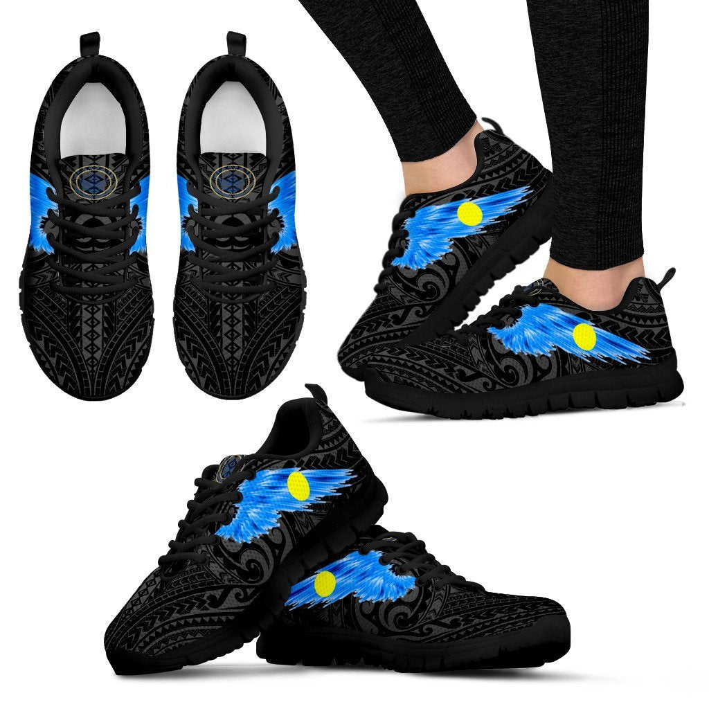 Palau Sneakers - Palau Seal & Flag Wing - A8 Women's Sneakers - Black Sole - Polynesian Pride