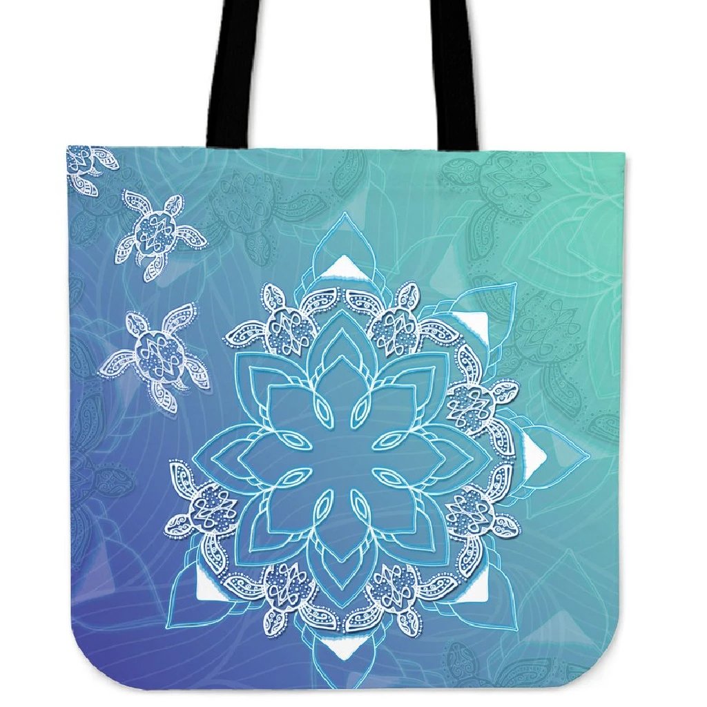 Flower Turtle Tote Bag Tote Bag One Size Black - Polynesian Pride