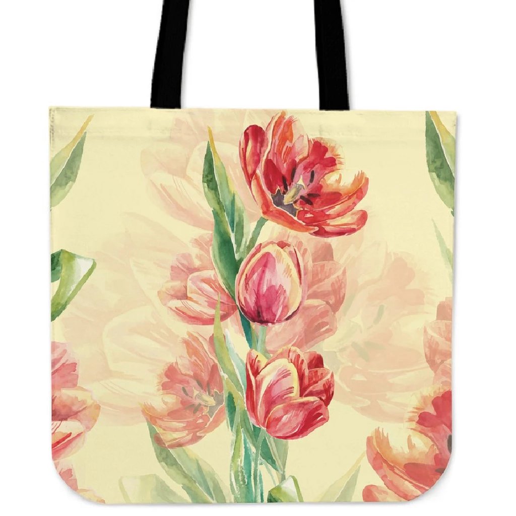 Flower Art Tote Bag Tote Bag One Size Black - Polynesian Pride