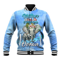 Mother's Day Elephant Watercolor Style Mix Polynesian Pattern Baseball Jacket TS07 Unisex Blue - Polynesian Pride