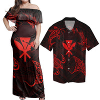 Matching Dress and Hawaiian Shirt Polynesian Turtle Hammerhead Shark Ray Kanaka Hawaii Circle Red RLT14 No Dress - Polynesian Pride
