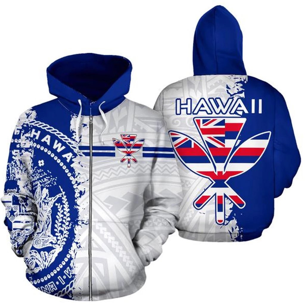 Hawaii Kanaka Sport Zip up Hoodie Mystic Style Unisex Art - Polynesian Pride