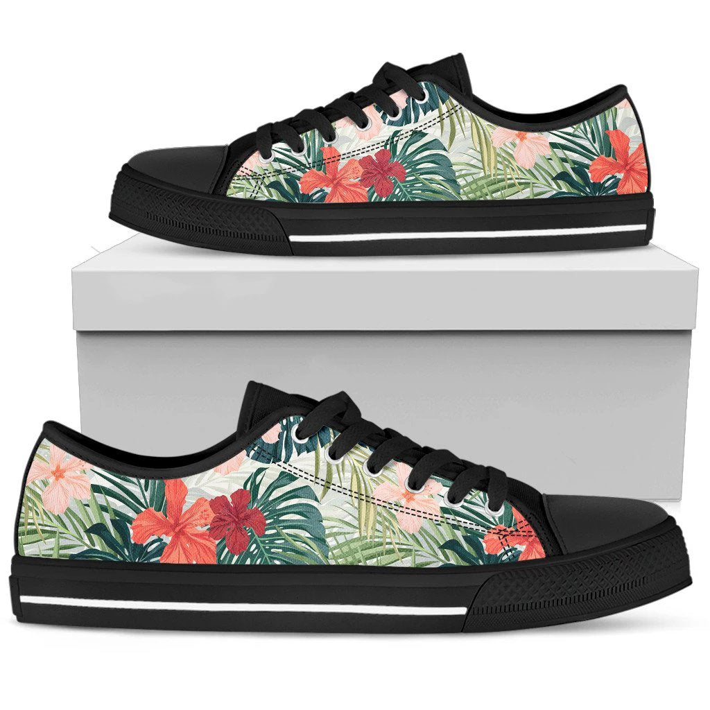 Hawaii Bright Green Hibiscus Low Top Shoe White - Polynesian Pride