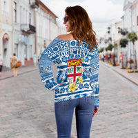 (Custom Personalised) Fiji Polynesian Off Shoulder Sweater Fijian Tapa Pattern LT13 - Polynesian Pride