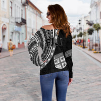 Fiji Rugby Sevens Off Shoulder Sweater Fijian 7s Tapa Polynesian LT13 - Polynesian Pride