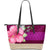 Hawaii Hibiscus Pink Large Leather Tote Pink - Polynesian Pride