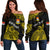 (Custom Personalised) Ribaberiki Kiribati Coat Of Arms Mix Yellow Polynesian Off Shoulder Sweater LT14 Women Yellow - Polynesian Pride