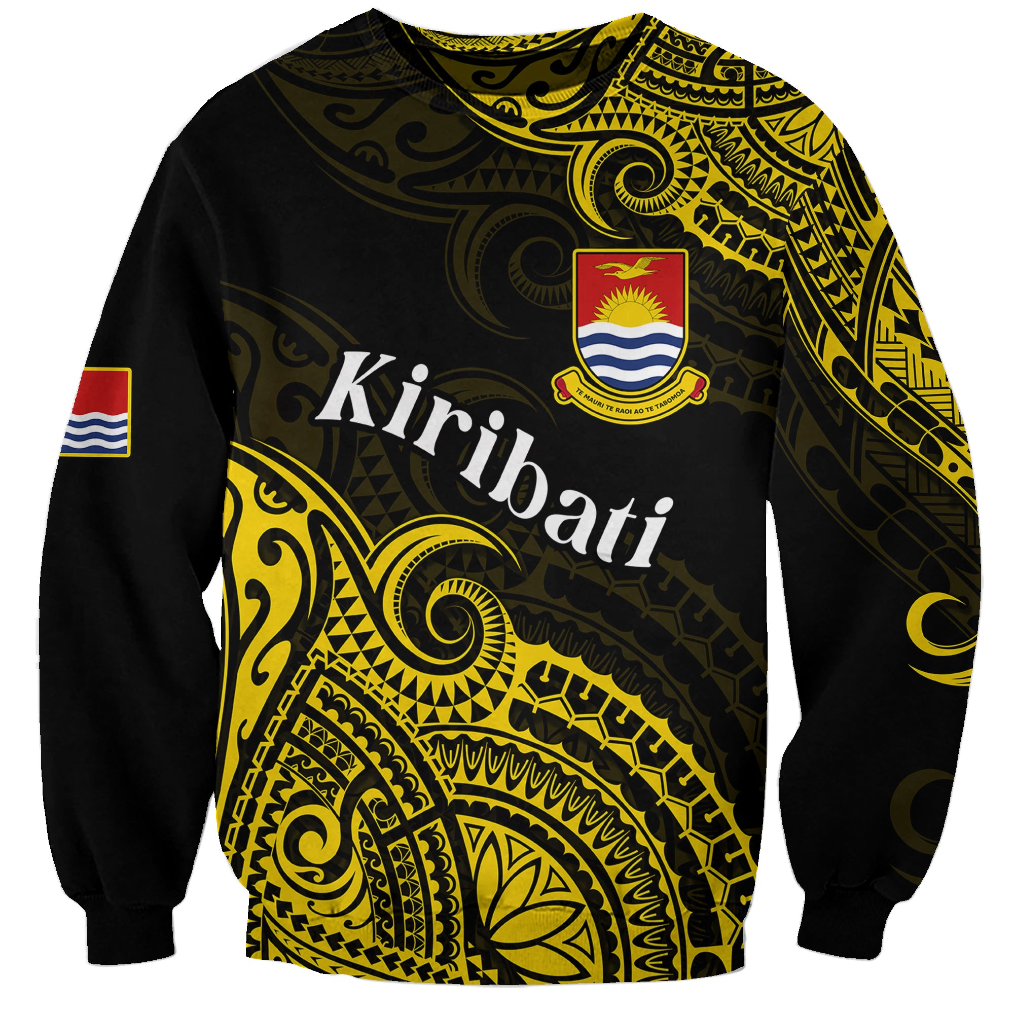 (Custom Personalised) Ribaberiki Kiribati Coat Of Arms Mix Yellow Polynesian Sweatshirt LT14 Unisex Yellow - Polynesian Pride