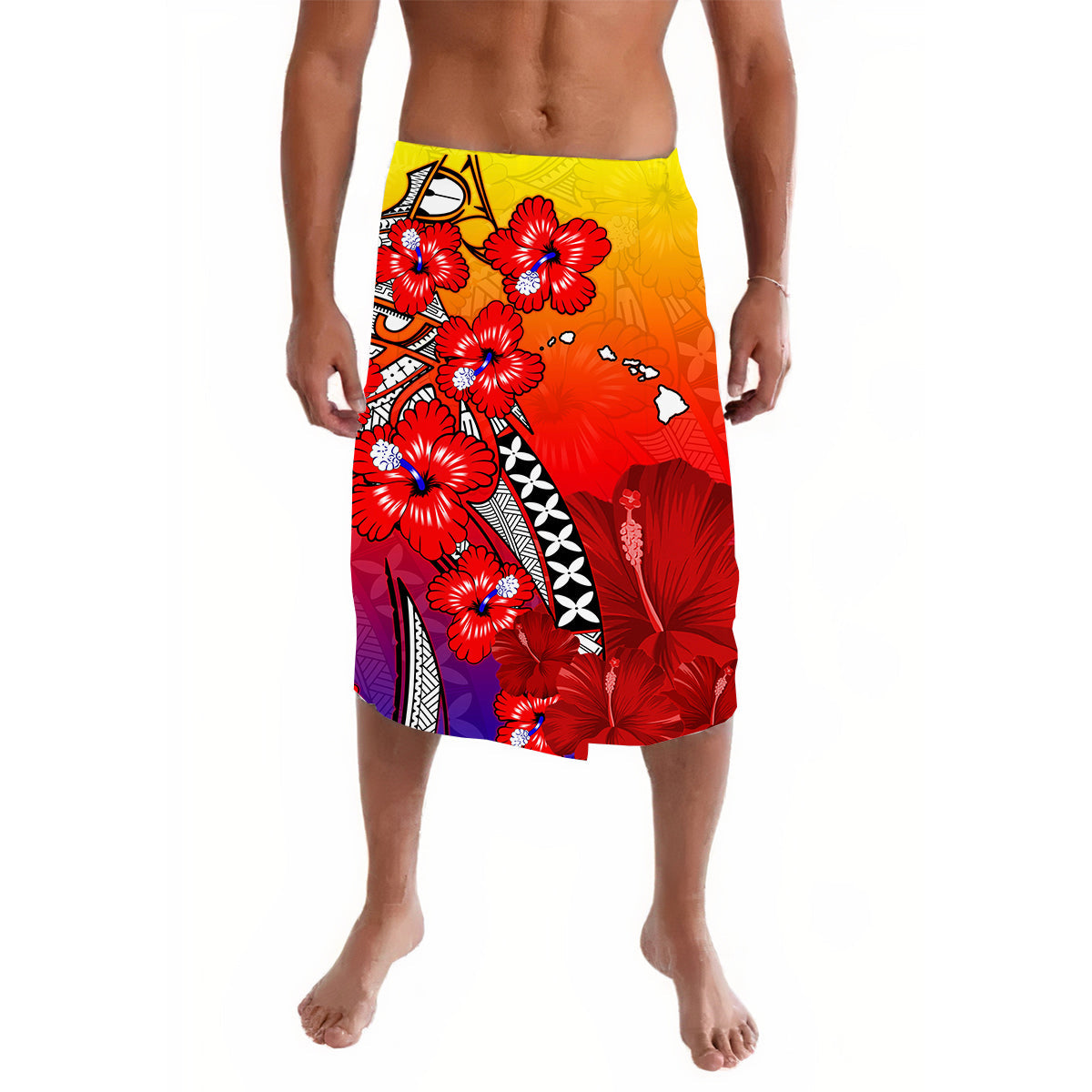 Hawaii Lavalava Polynesian Special 03 Hibiscus and Map Mystical LT13 Art - Polynesian Pride