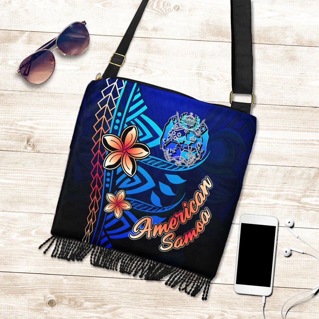 American Samoa Boho Bag - Vintage Tribal Mountain One Style One Size Blue - Polynesian Pride