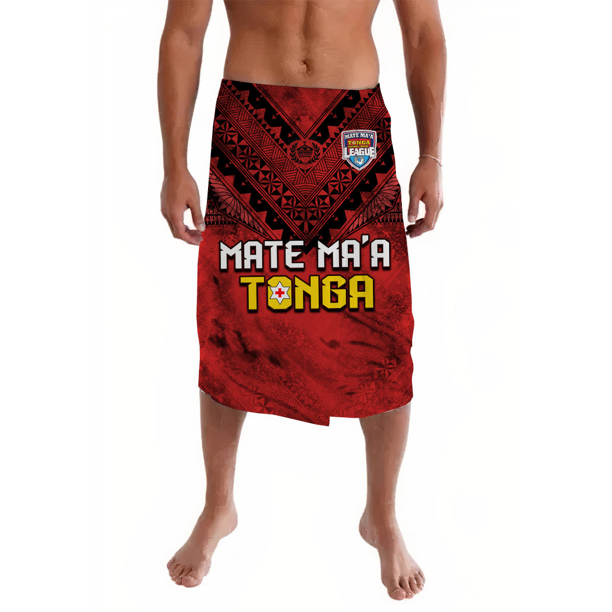 Tonga Rugby MMT Lavalava Ngatu Mate Maa Tonga Grunge Ver.02 LT13 Red - Polynesian Pride