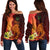 Pohnpei Custom Personalised Women's Off Shoulder Sweater - Tribal Tuna Fish Orange - Polynesian Pride