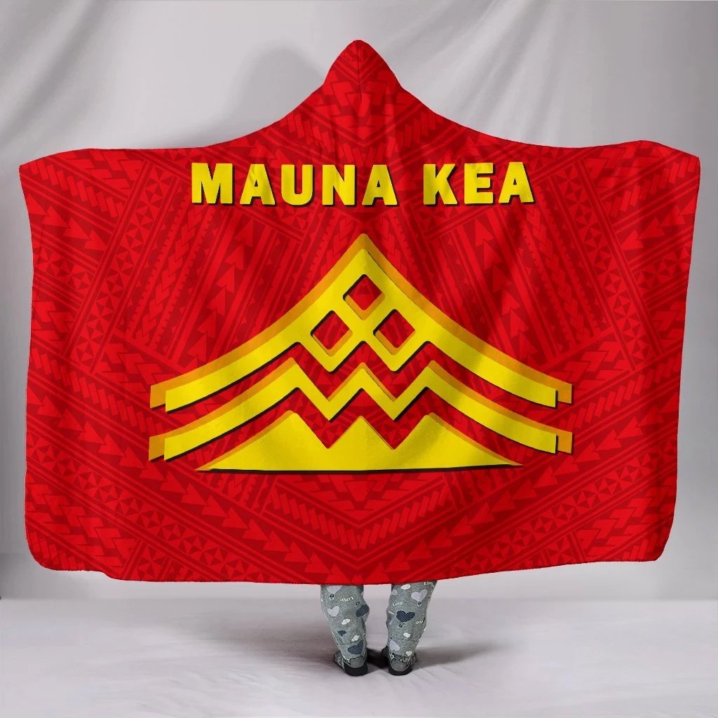 Hawaii Mauna Kea Polynesian Hooded Blanket Hooded Blanket Red - Polynesian Pride