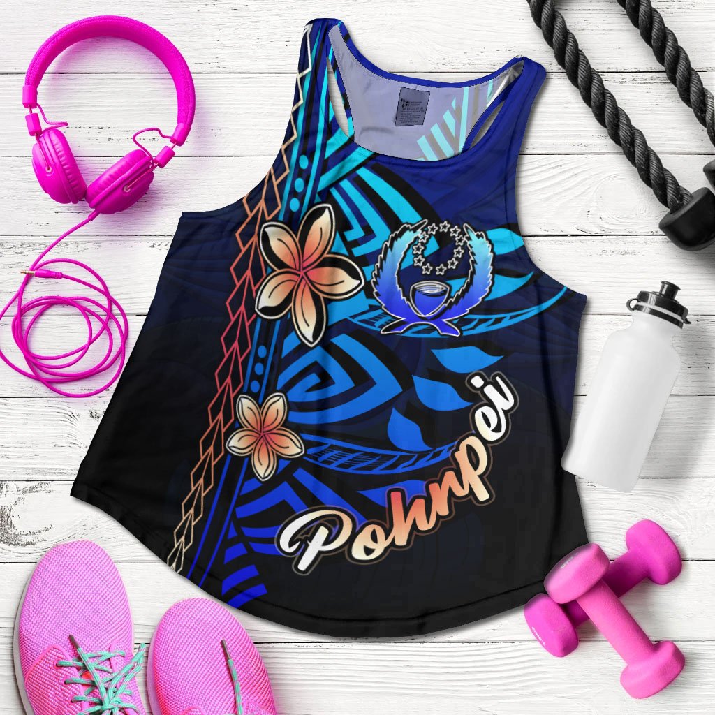 Pohnpei Woman's Racerback Tank - Vintage Tribal Mountain Blue - Polynesian Pride