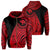 Hawaii Kanaka Polynesian Zip up Hoodie Tatoo Style Red Unisex Red - Polynesian Pride