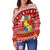 Tonga Kilisimasi Fiefia Off Shoulder Sweater Merry Christmas with Tongan Pattern LT13 - Polynesian Pride