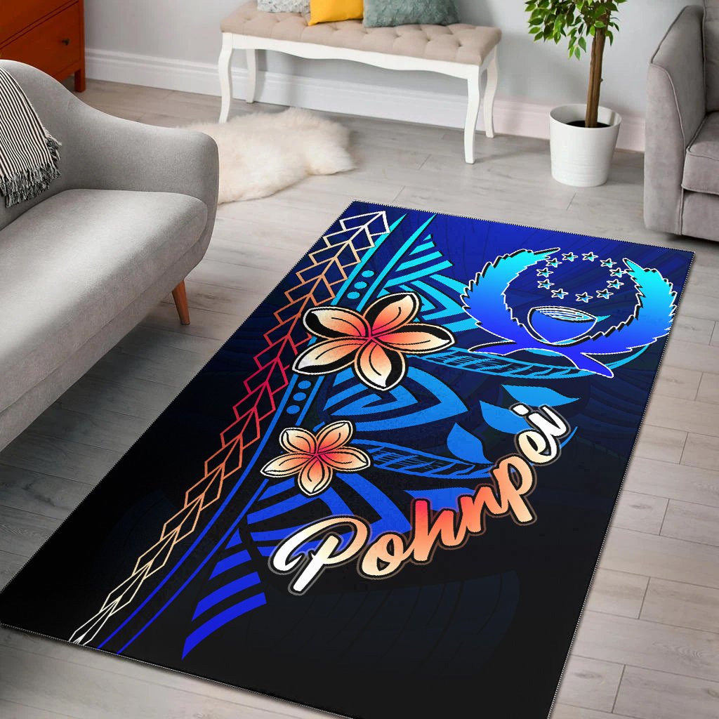 Pohnpei Area Rug - Vintage Tribal Mountain Blue - Polynesian Pride