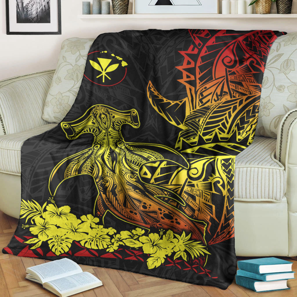 Hawaii Polynesian Premium Blanket Wild Hammerhead Sharks Fresh Life LT13 - Polynesian Pride