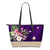 Hawaii Flower Purple Small Leather Tote Purple - Polynesian Pride