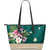 Hawaii Flower Green Large Leather Tote Green - Polynesian Pride